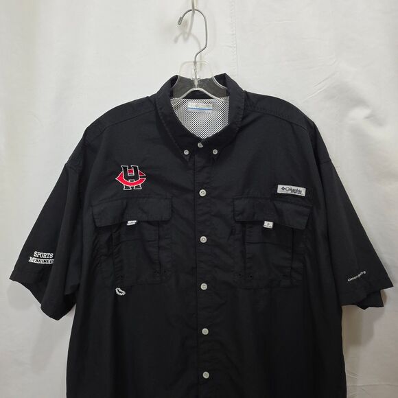 Columbia Shirt Mens XL Black PFG Fishing Outdoor Short Sleeve Pockets Vented - Picture 3 of 15